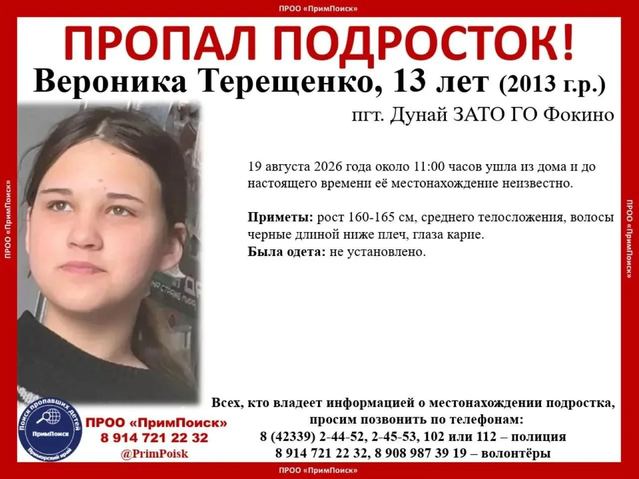 ВНИМАНИЕ! ПРОПАЛ ПОДРОСТОК!