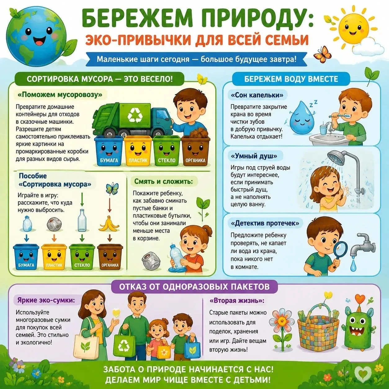 🌿 Памятка: Эко-привычки для всей семьи
