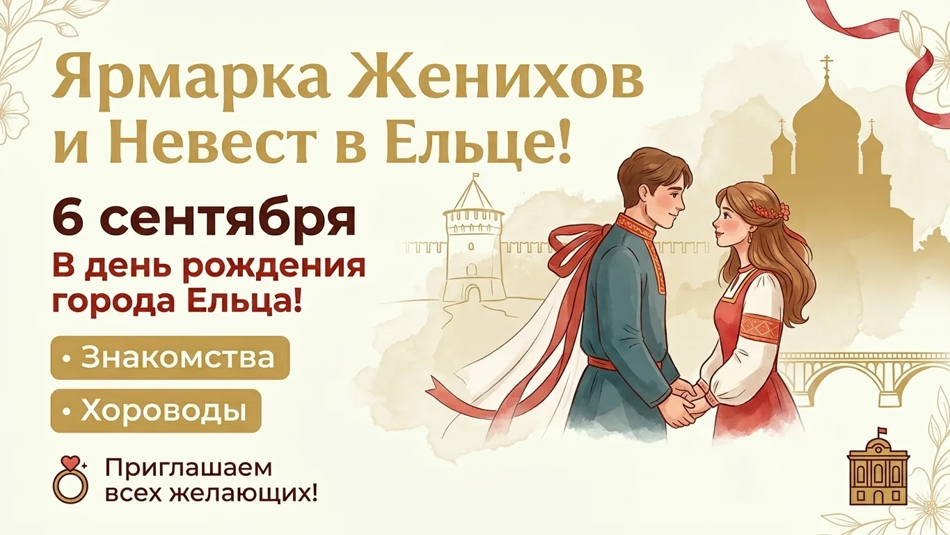 Ярмарка женихов и невест пройдёт в Ельце 6 сентября на День города