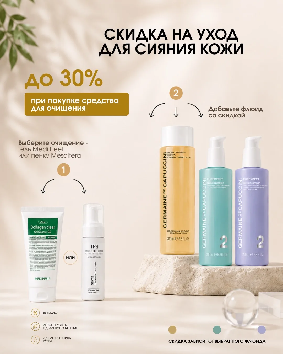 SPF, жара и макияж забивают поры? Соберите летний уход со скидкой до 30%✨