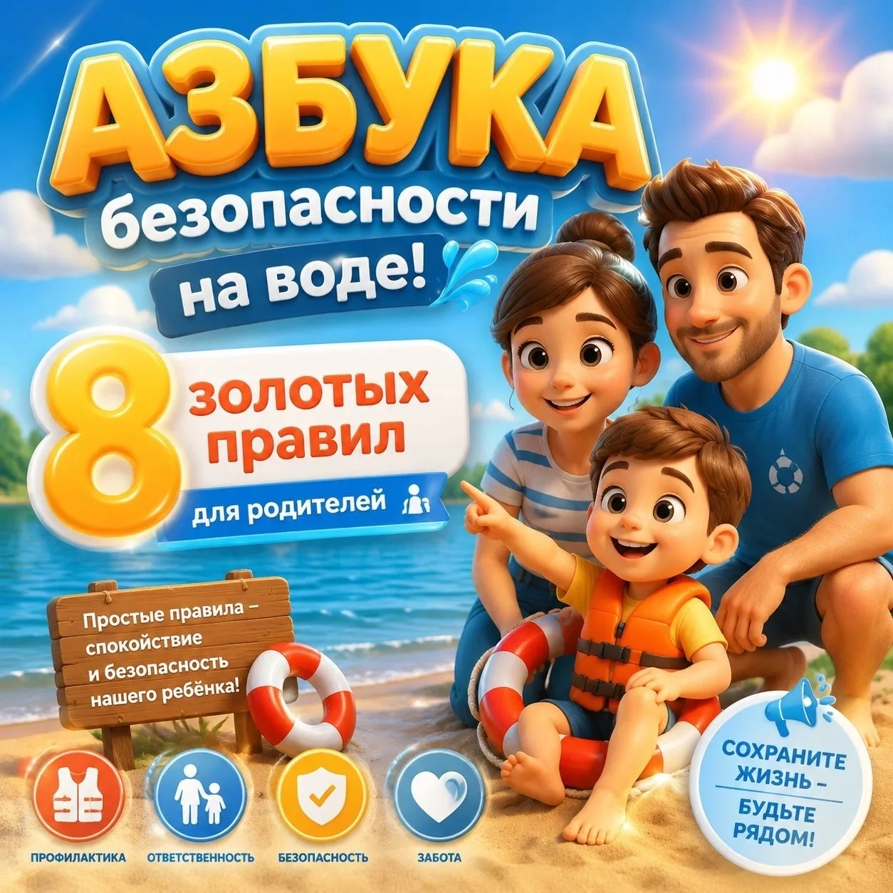 🌞 Наступили жаркие дни, и многие семьи отправились на водоемы. Важно не забывать о правилах безопас