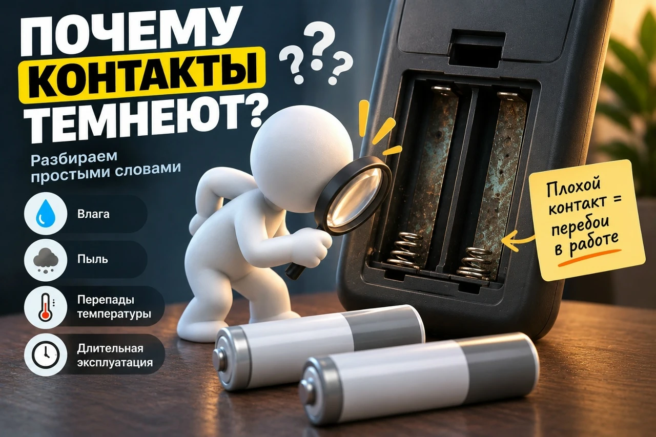 Почему контакты в батарейном отсеке темнеют или покрываются налётом?