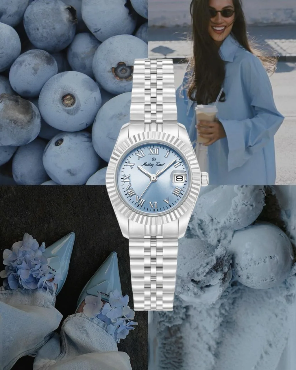 ▫️ Mathey-Tissot ▫️

Вышла новинка от Mathey-Tissot с голубым циферблатом в размере 26 мм 🤍 нежные 