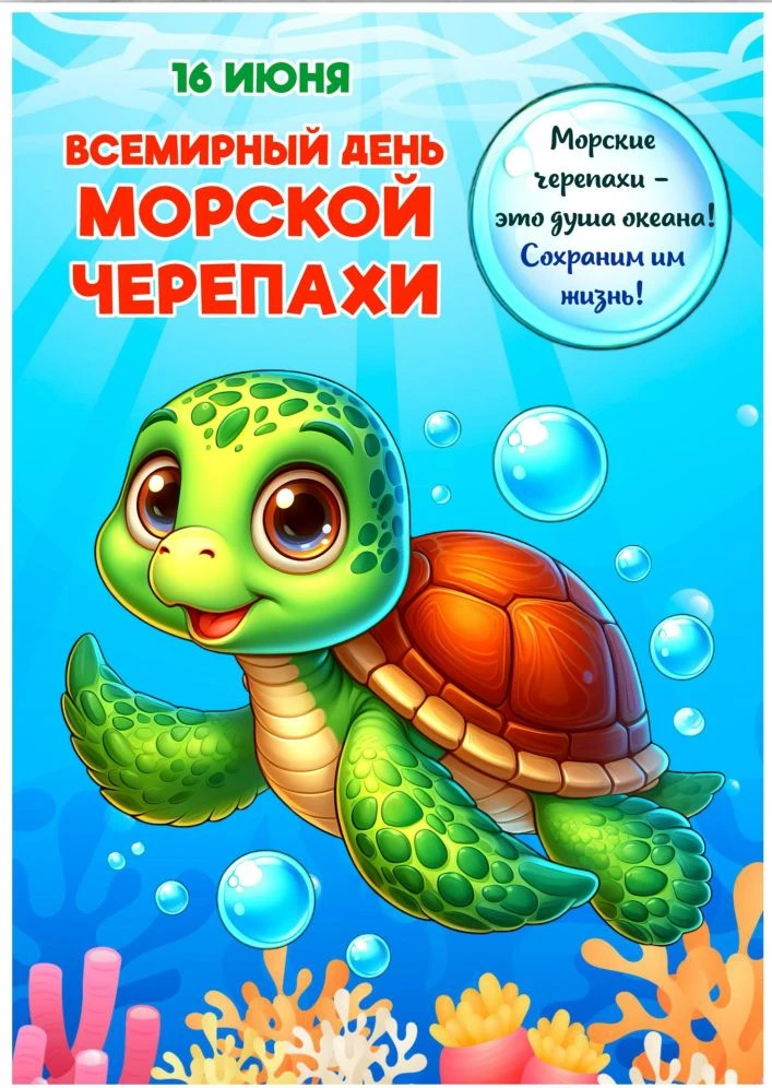 16 июня - Всемирный день Морской черепахи. 🐢🐢🐢
Праздник призван привлечь внимание к защите этих д