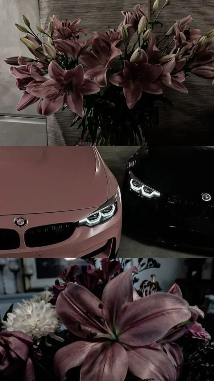 розовые обои с машиной | pink wallpaper with a car