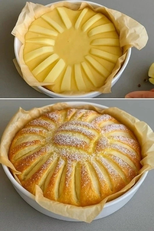 🥣 Яблочный пирог, где тесто мягкое, а сверху карамельная корочка