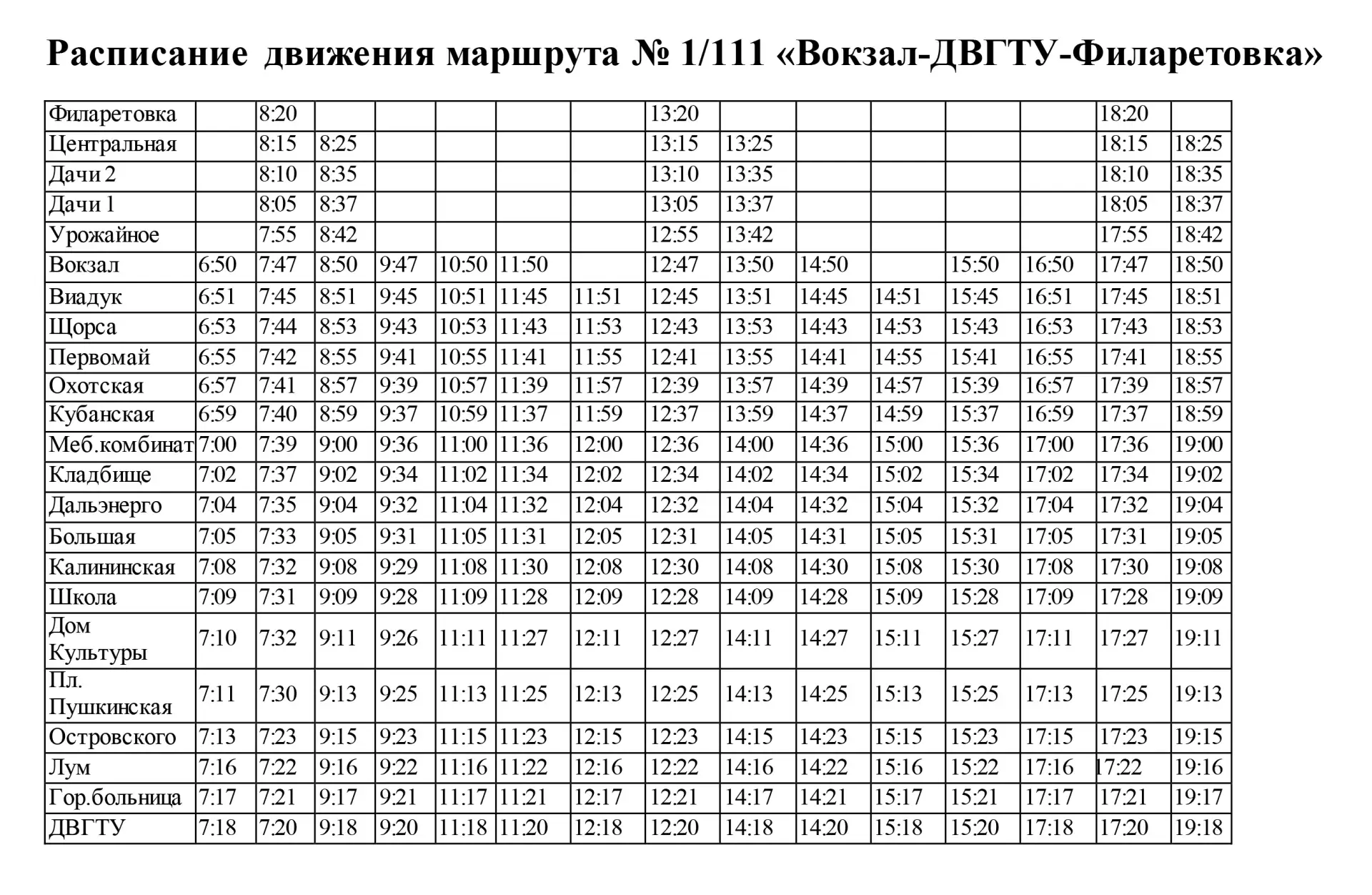 Изменение расписания маршрута
