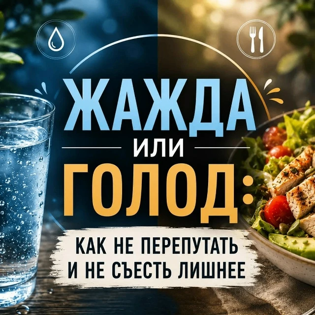 Жажда или голод: как не перепутать и не съесть лишнее

❔Бывало такое: только пообедали, а через час 