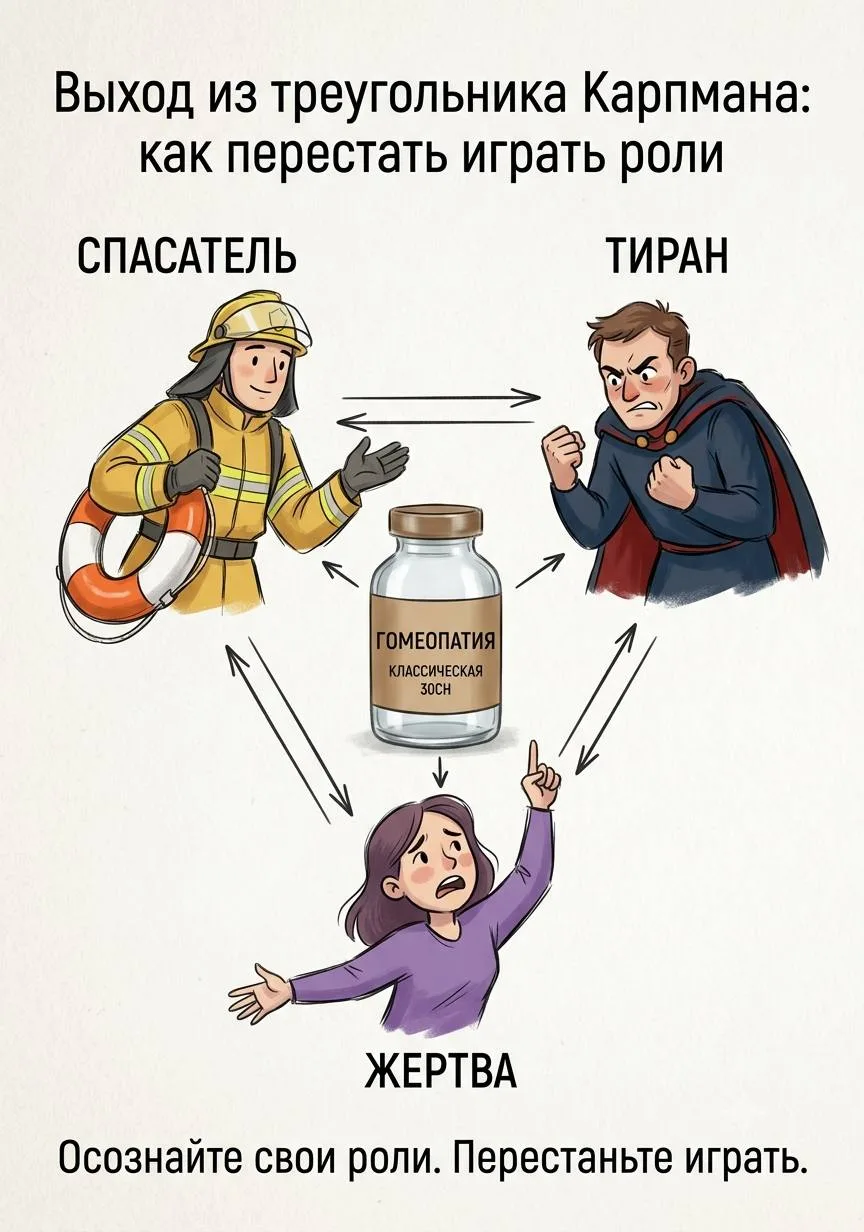 Выход из треугольника Карпмана: как перестать играть роли

Вы узнали себя в Жертве, Спасателе или Пр