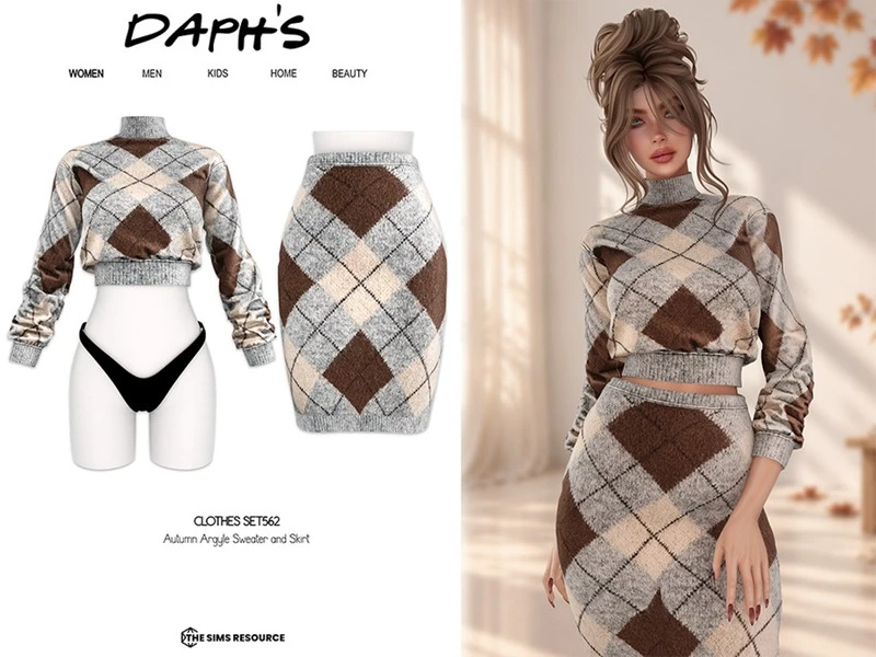 🌸 Свитер и юбка Autumn Argyle 🌸