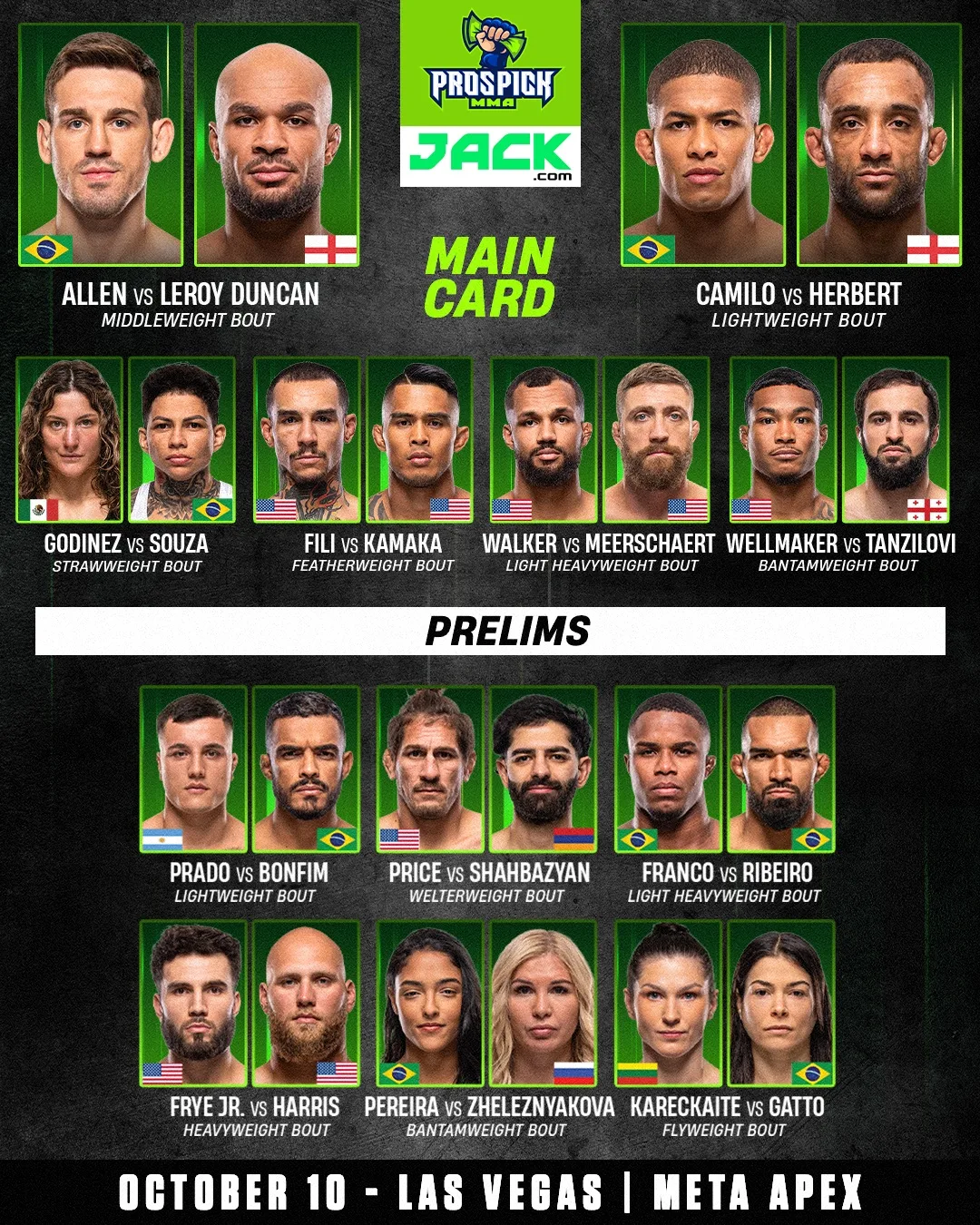 📆 #UFCVegas122 • 11 октября в 00:00 (мск) • Главный кард в 03:00 (мск)