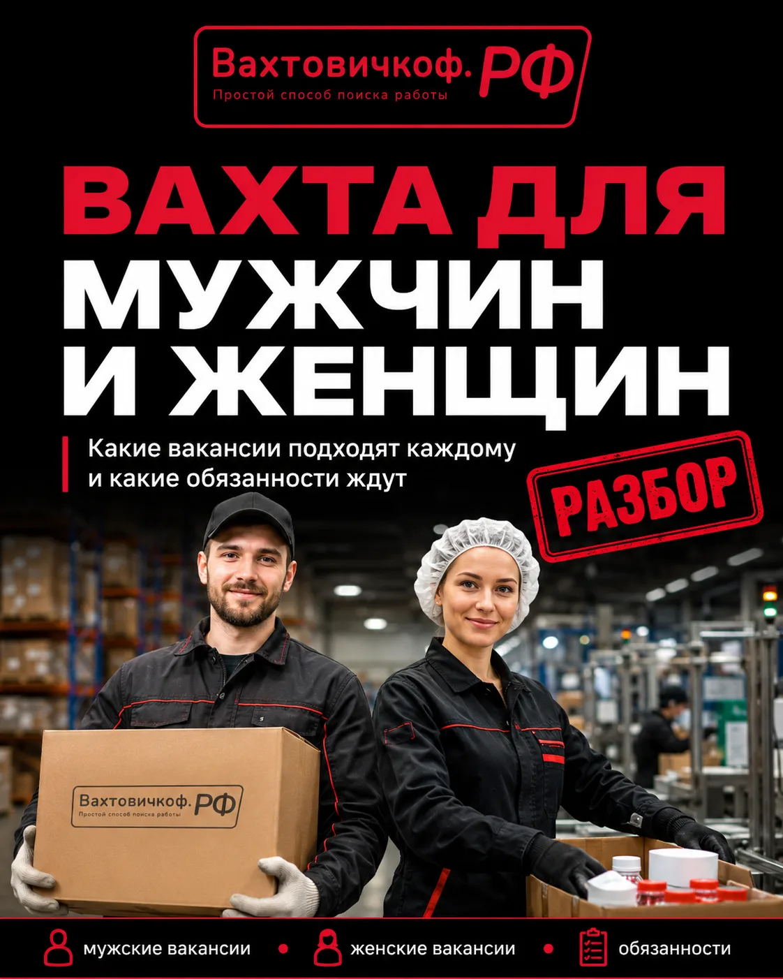 ВАХТА ДЛЯ МУЖЧИН И ЖЕНЩИН