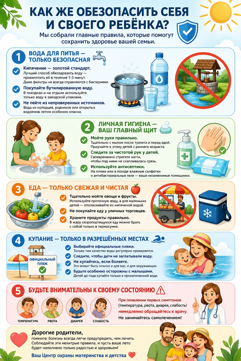💧 Берегите себя и малышей: как не подхватить инфекцию в воде
Лето в самом разгаре, и так хочется пл