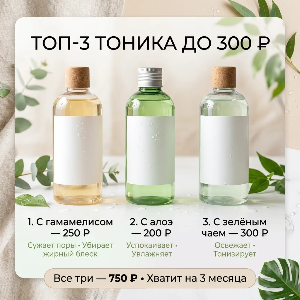 Топ-3 бюджетных тоника до 300 руб
