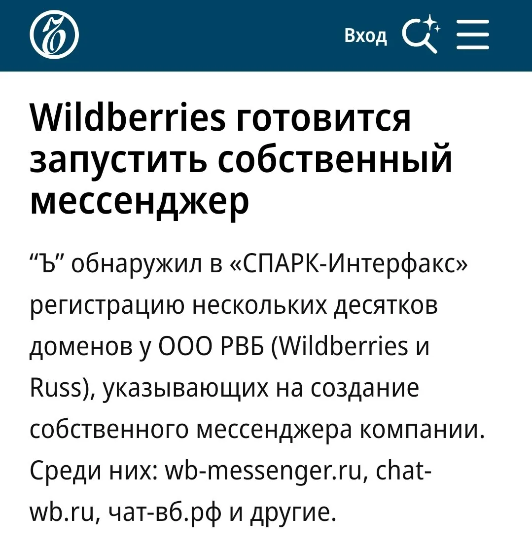 Wildberries запустит собственный мессенджер — сервис уже начали тестировать, сообщает «Коммерсантъ».