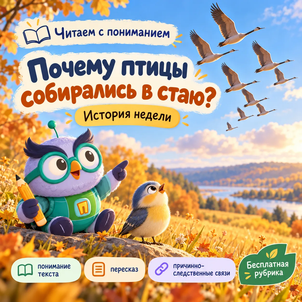 📚 Читаем с пониманием: «Почему птицы собираются в стаю?»