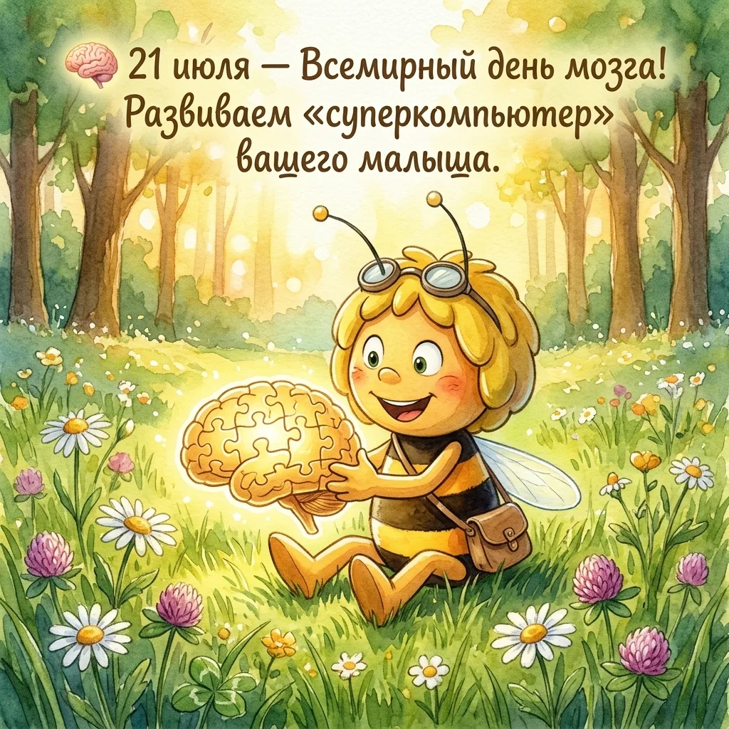 🧠 21 июля — Всемирный день мозга! Развиваем суперкомпьютер вашего малыша
​Уважаемые родители! Сегод