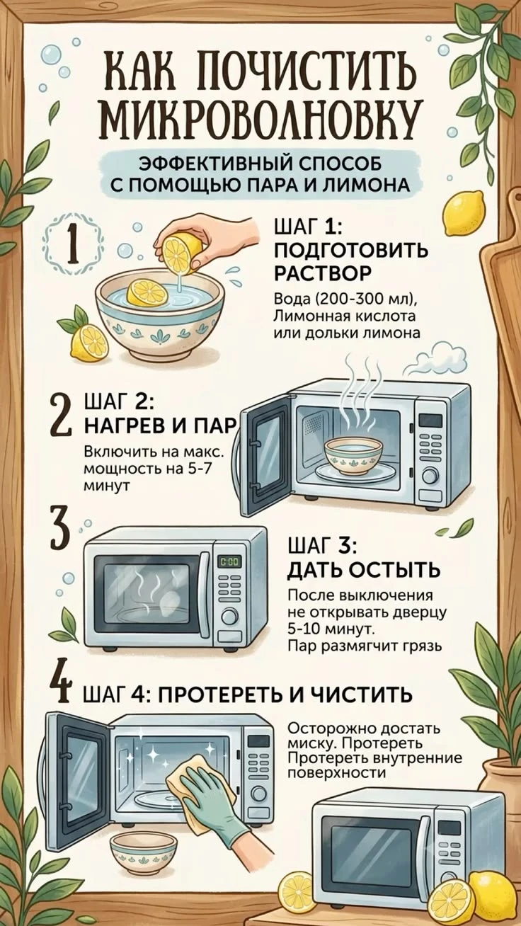 Как легко и без химии очистить микроволновку с помощью пара и лимона ✨🧼