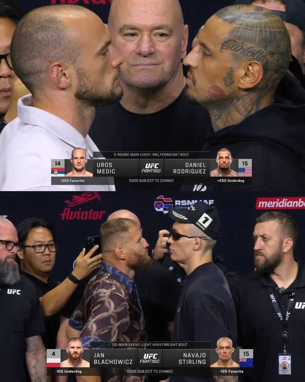 А вот и битвы взглядов участников главных боев UFC Белград после пресс-конференции ⚔️

📍 1 августа
