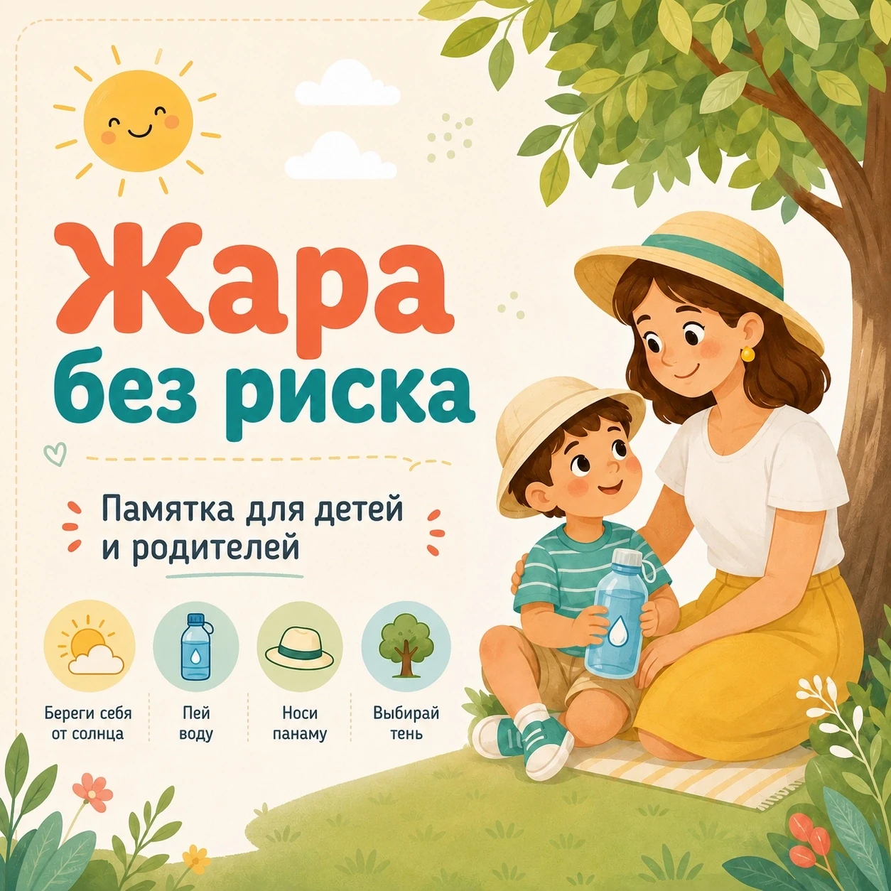 Жаркая погода особенно тяжело переносится детьми, поэтому взрослым важно заранее продум...