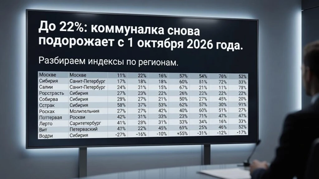 📰 До 22%: коммуналка снова подорожает с 1 октября 2026 года. Разбираем индексы по реги...