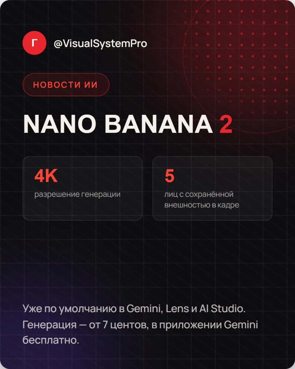 Гугл обновил Nano Banana — вышла вторая версия, и она уже стоит по умолчанию в приложен...