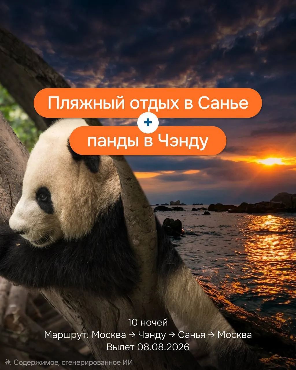 Пляжный отдых в Санье и приключение с пандами в Чэнду от 249 580 ₽ — летим 8 августа

Откройте для с