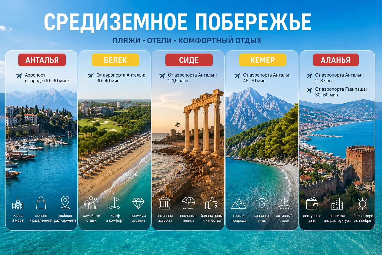 ☀️ СРЕДИЗЕМНОЕ ПОБЕРЕЖЬЕ - короткий гайд

Главный плюс региона — длинный пляжный сезон (апрель–ноябр