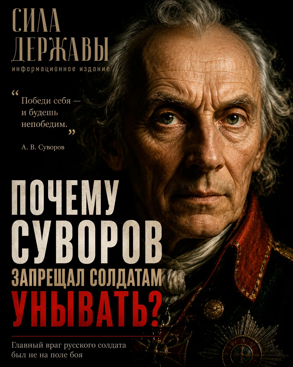 Почему Суворов считал уныние опаснее вражеских пушек?

Имя Александра Суворова обычно связывают с по