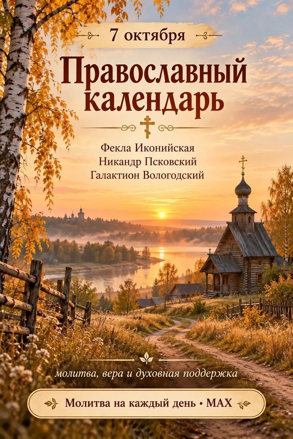 🕊️ 7 октября — равноапостольная Фекла, преподобный Никандр Псковский и преподобномучен...