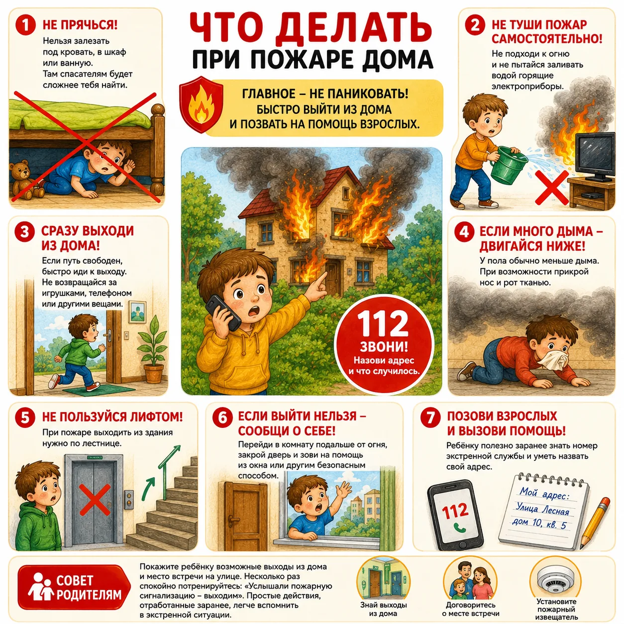 Что делать, если дома начался пожар?🔥