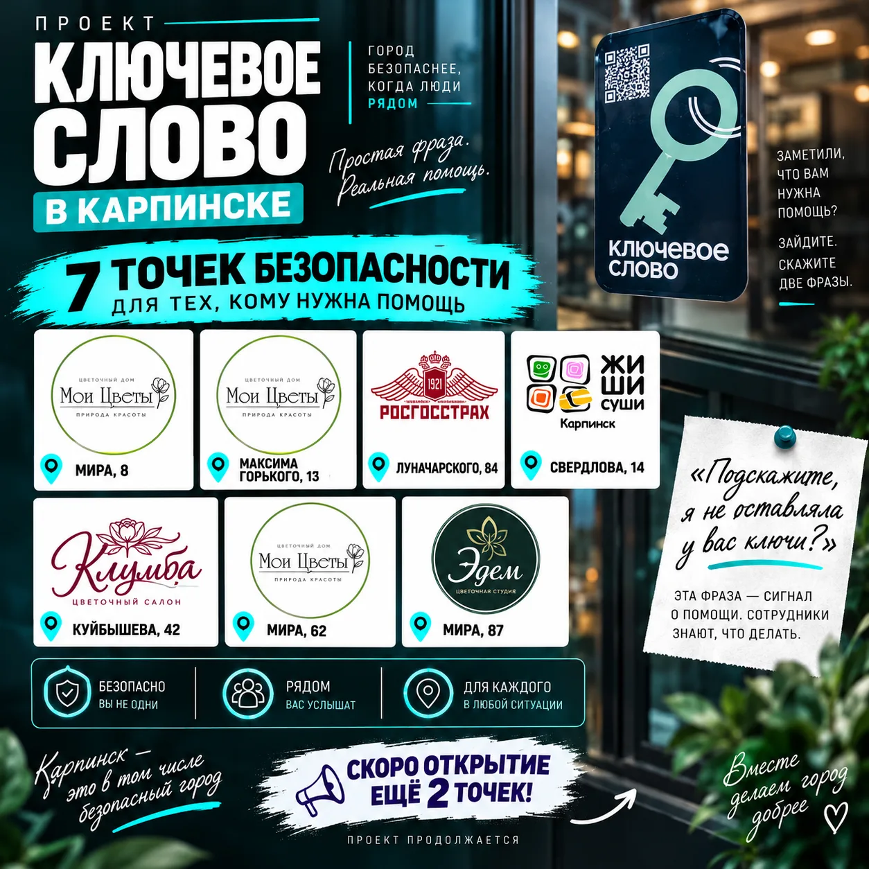 🔑 В КАРПИНСКЕ УЖЕ 7 ТОЧЕК БЕЗОПАСНОСТИ