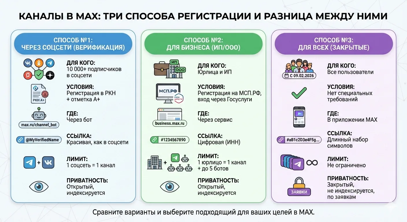 Каналы в МАХ: три способа регистрации и разница между ними  Сегодня на вебинаре про обзор мессендже