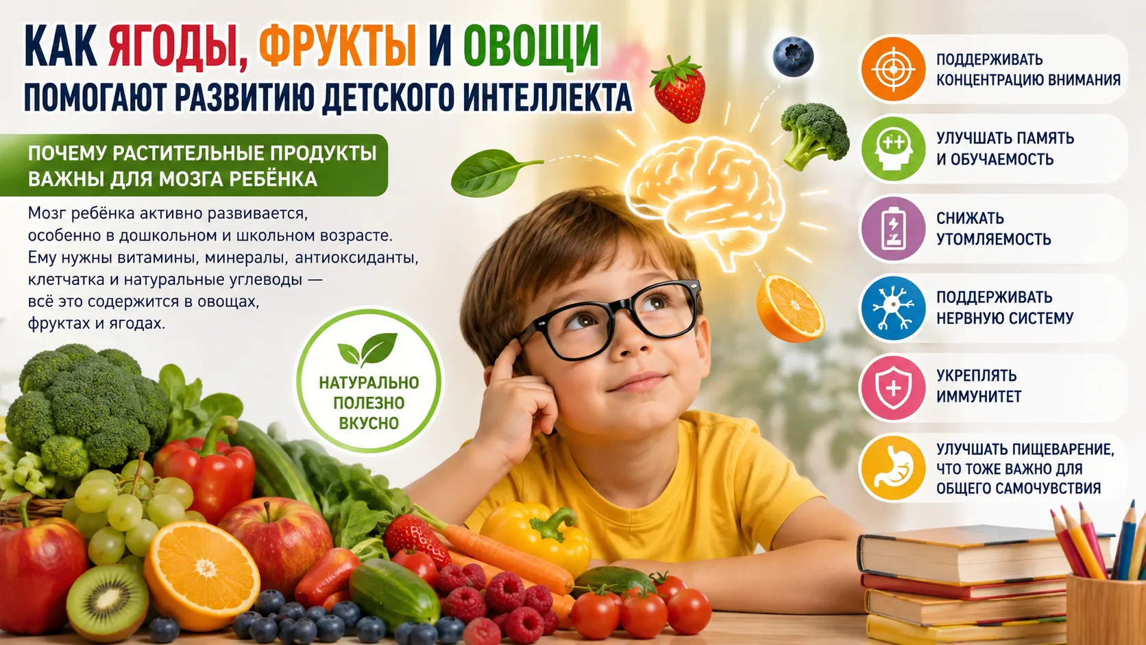 Как ягоды, фрукты и овощи помогают развитию  детского