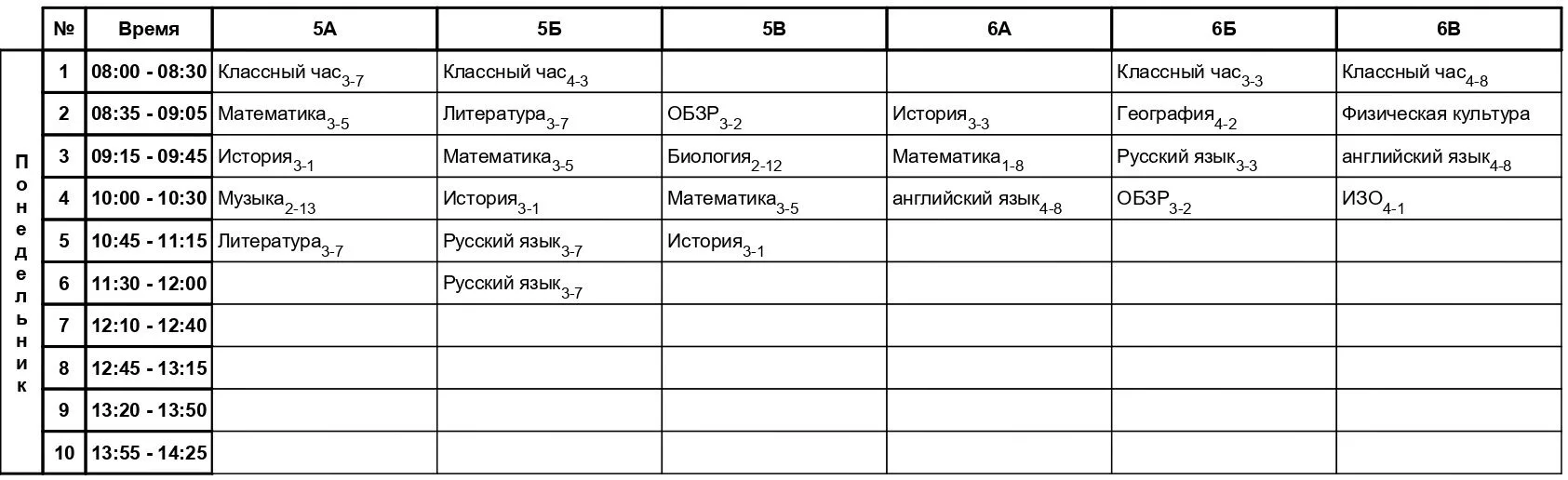 Изменения в расписании на 25.05