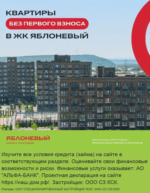 Последние квартиры без первого взноса в Майкопе!
