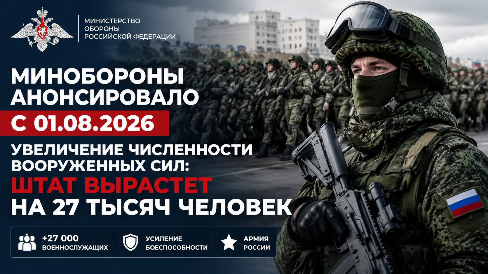 Москва, 1 августа 2026 года. Министерство обороны Российской Федерации официально объяв...