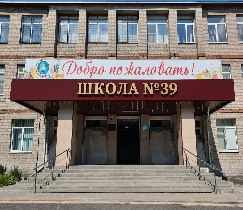 🏫 В нашей школе появился яркий баннер «Добро пожаловать!» на крыльце!