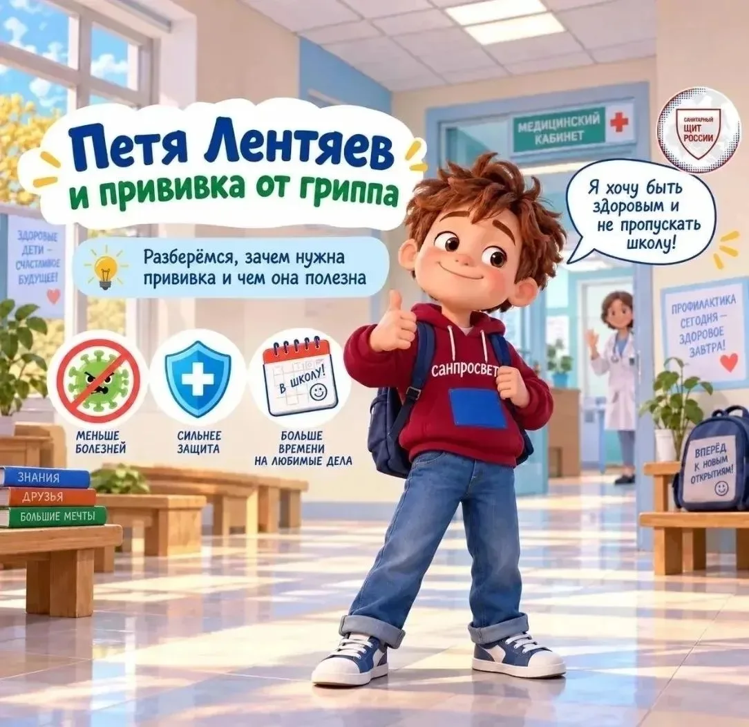 ✨Как вакцинация помогает сохранить здоровье – рассказывает Петя Лентяев.