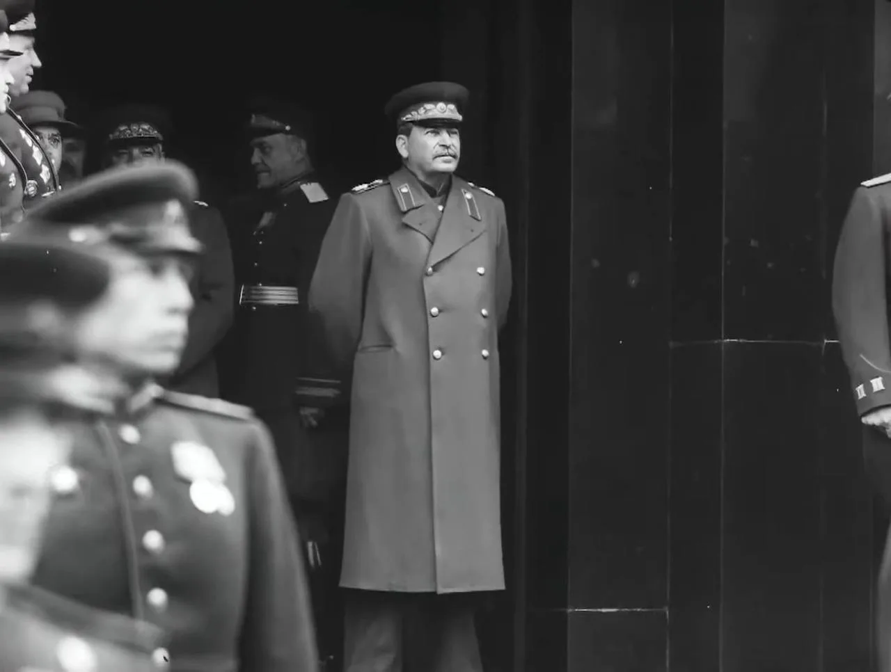 24 июня 1945 года. Парад Победы. И.В. Сталин перед выходом на трибуну Мавзолея.