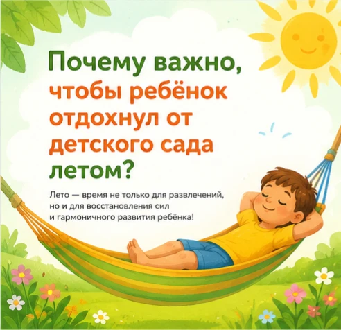 🍃 Почему летом ребенку важно отдохнуть от детского сада? 

Лето — это не только мороженое и велосип