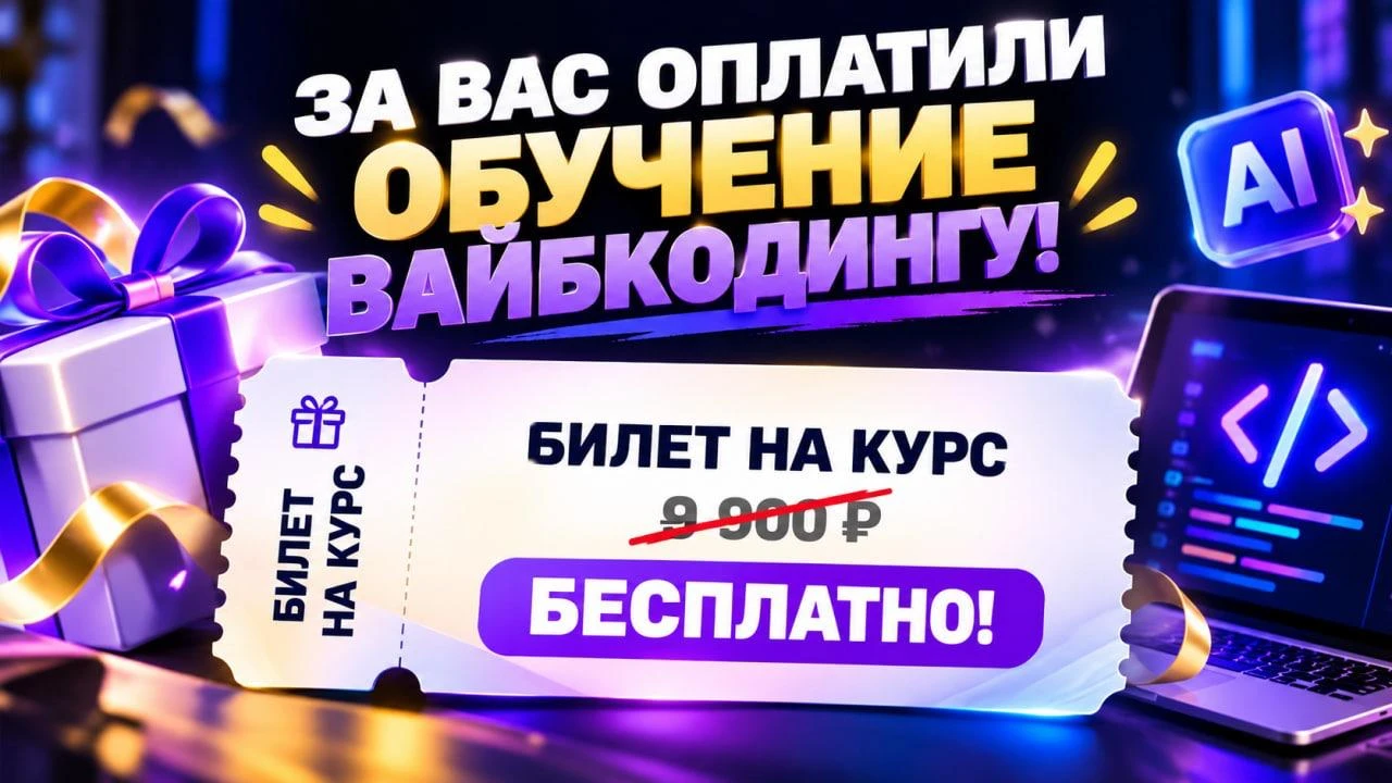 ✅ Дарю вам платный курс по вайбкодингу! Заберите его бeсплатно вместо 9 900 ₽!