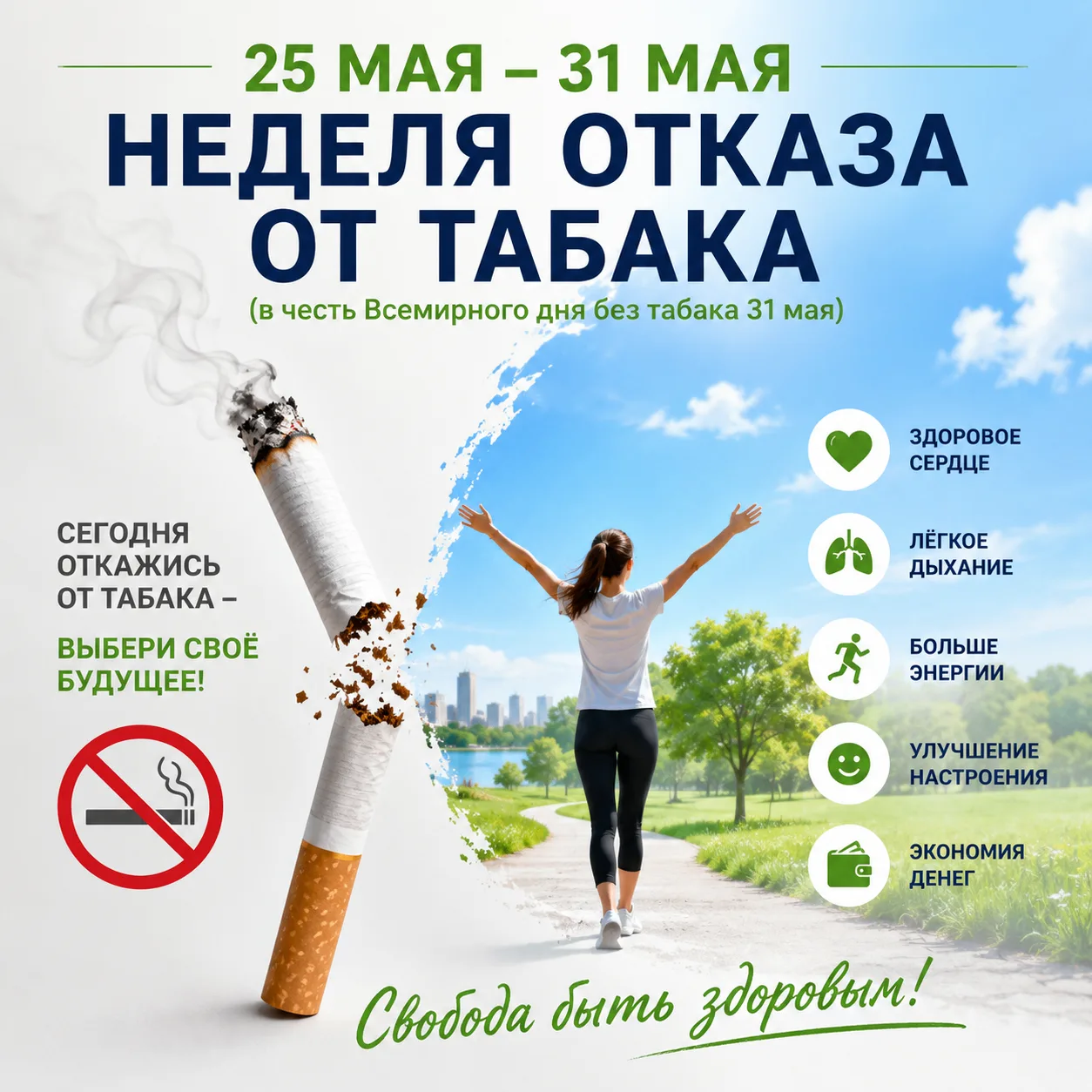 25 мая – 31 мая Неделя отказа от табака (в честь Всемирного дня без табака 31 мая)