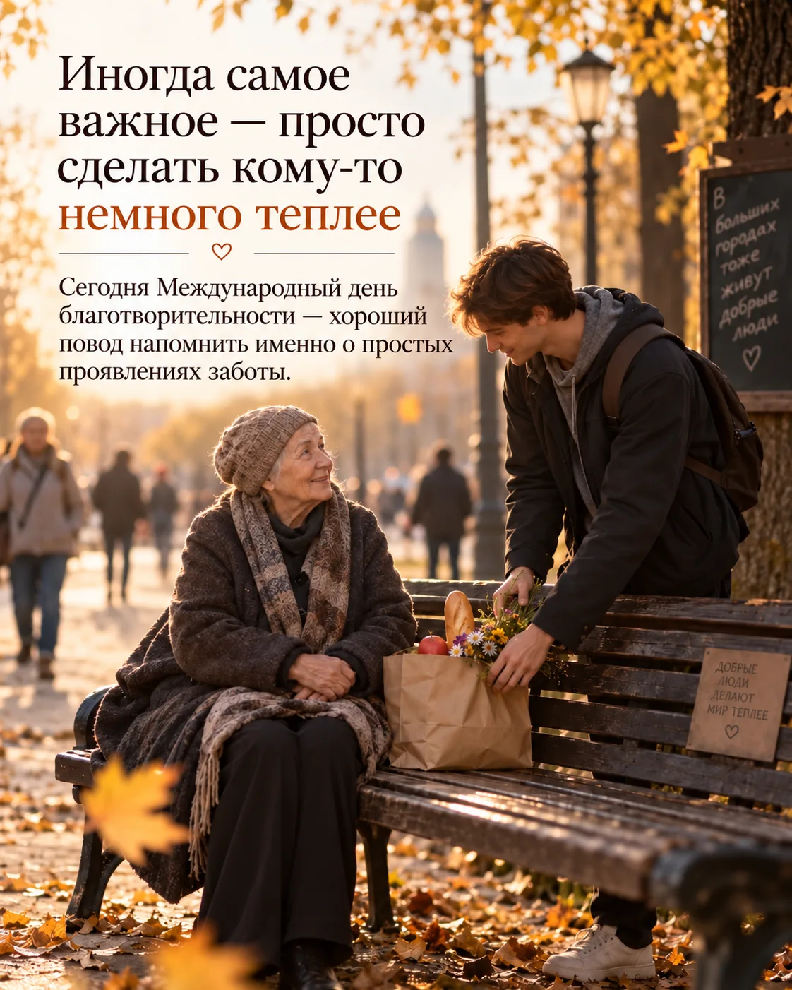 Сегодня — Международный день благотворительности. Иногда добро не требует громких слов:...