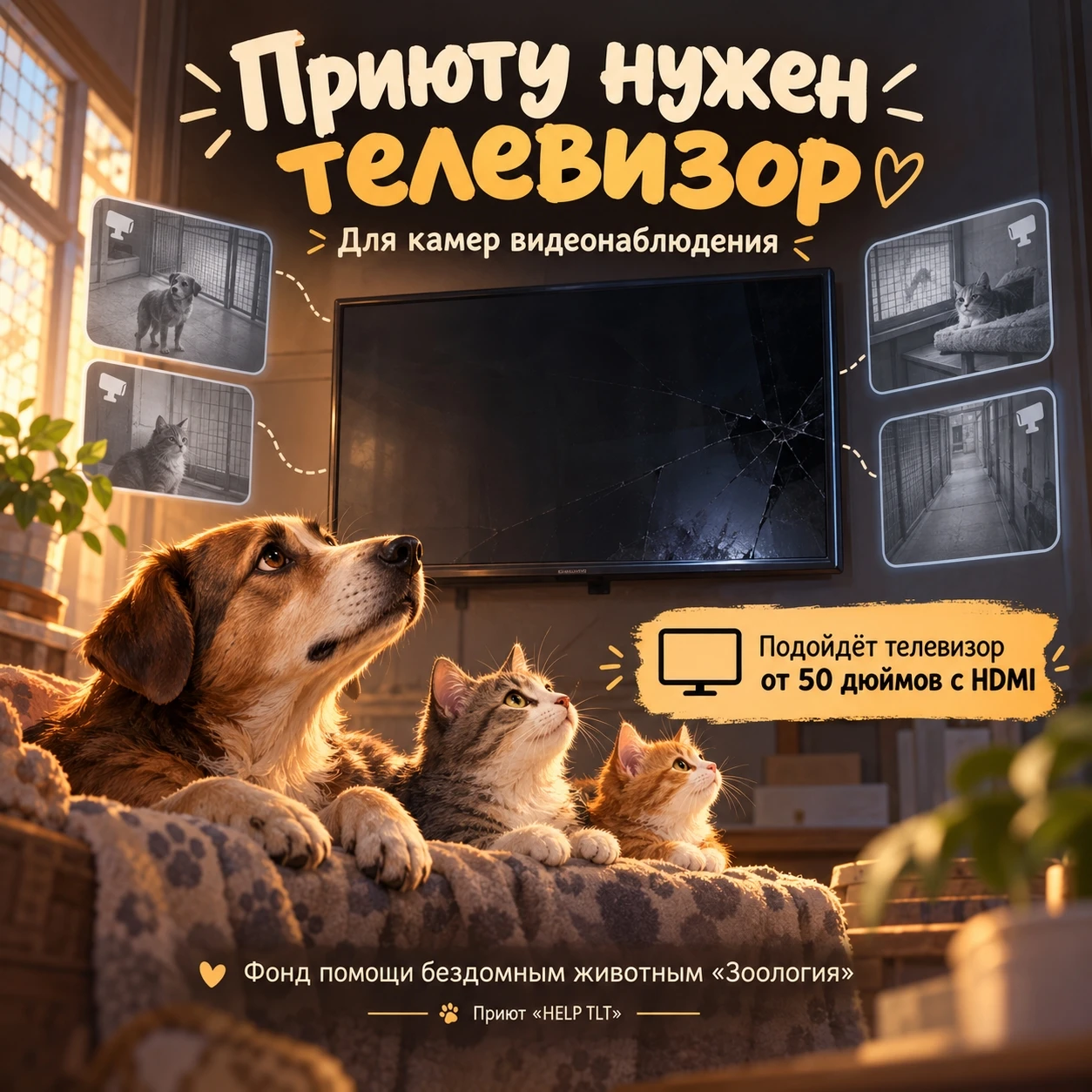 📺 Друзья, у нас в приюте «HELP TLT» внезапно появилась ещё одна довольно важная проблема.