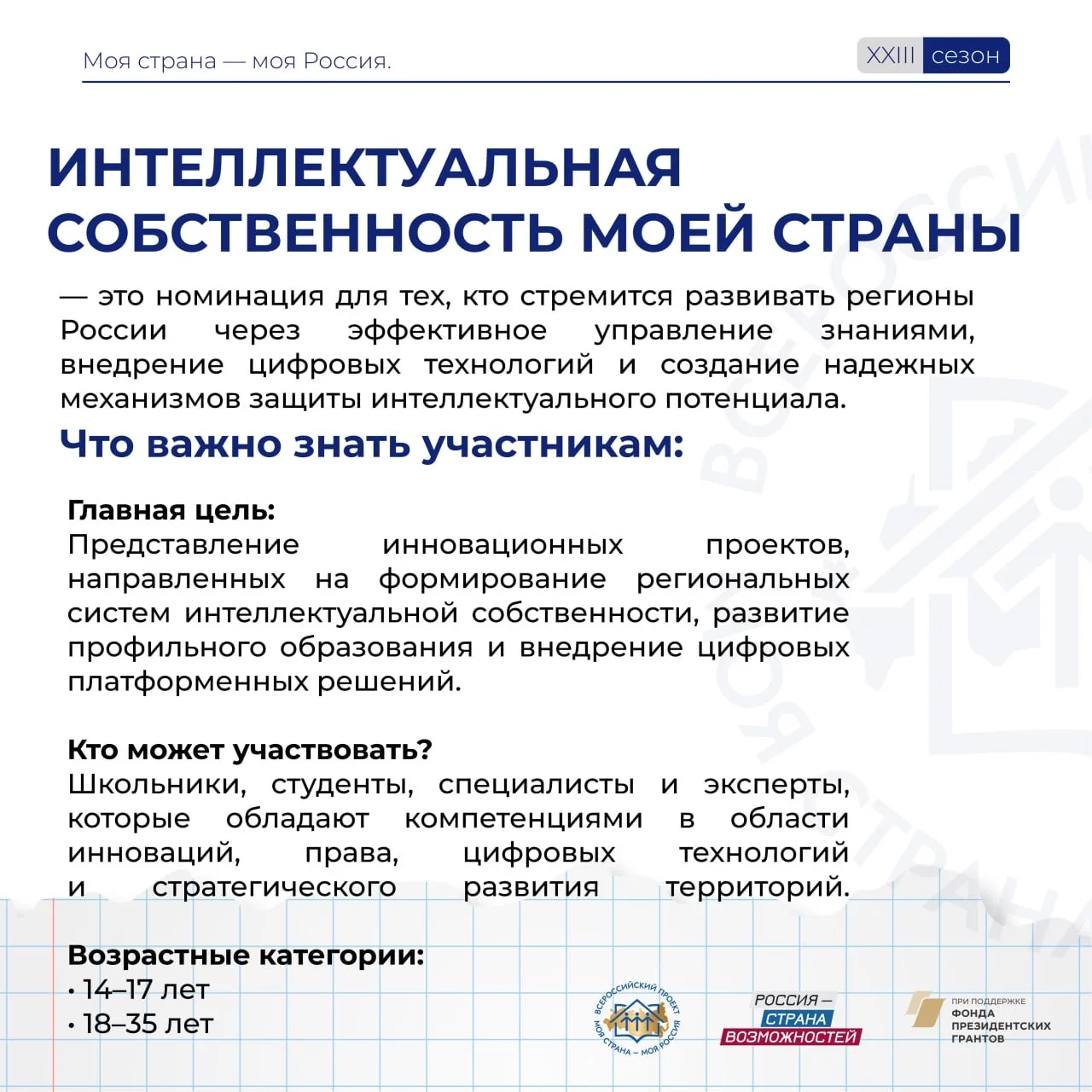 Интеллектуальная собственность – двигатель регионов  Продолжаем знакомить вас с номинациями 23-го се