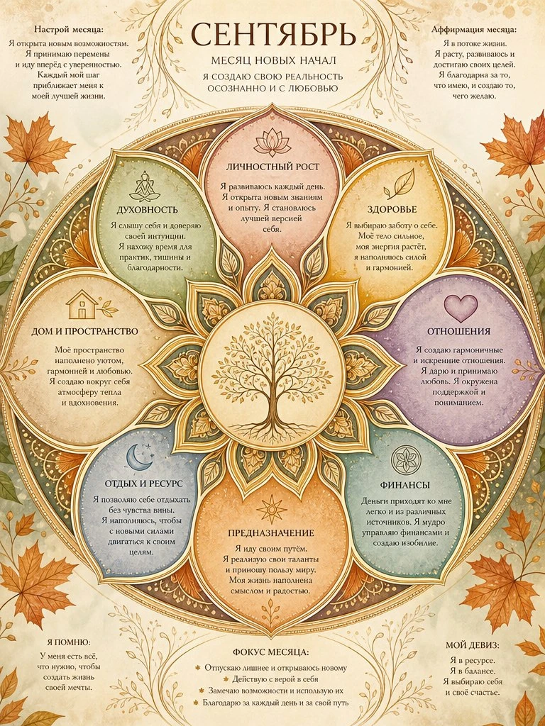 🍂 МАНДАЛА СЕНТЯБРЯ — МЕСЯЦ НОВЫХ НАЧАЛ 🍂