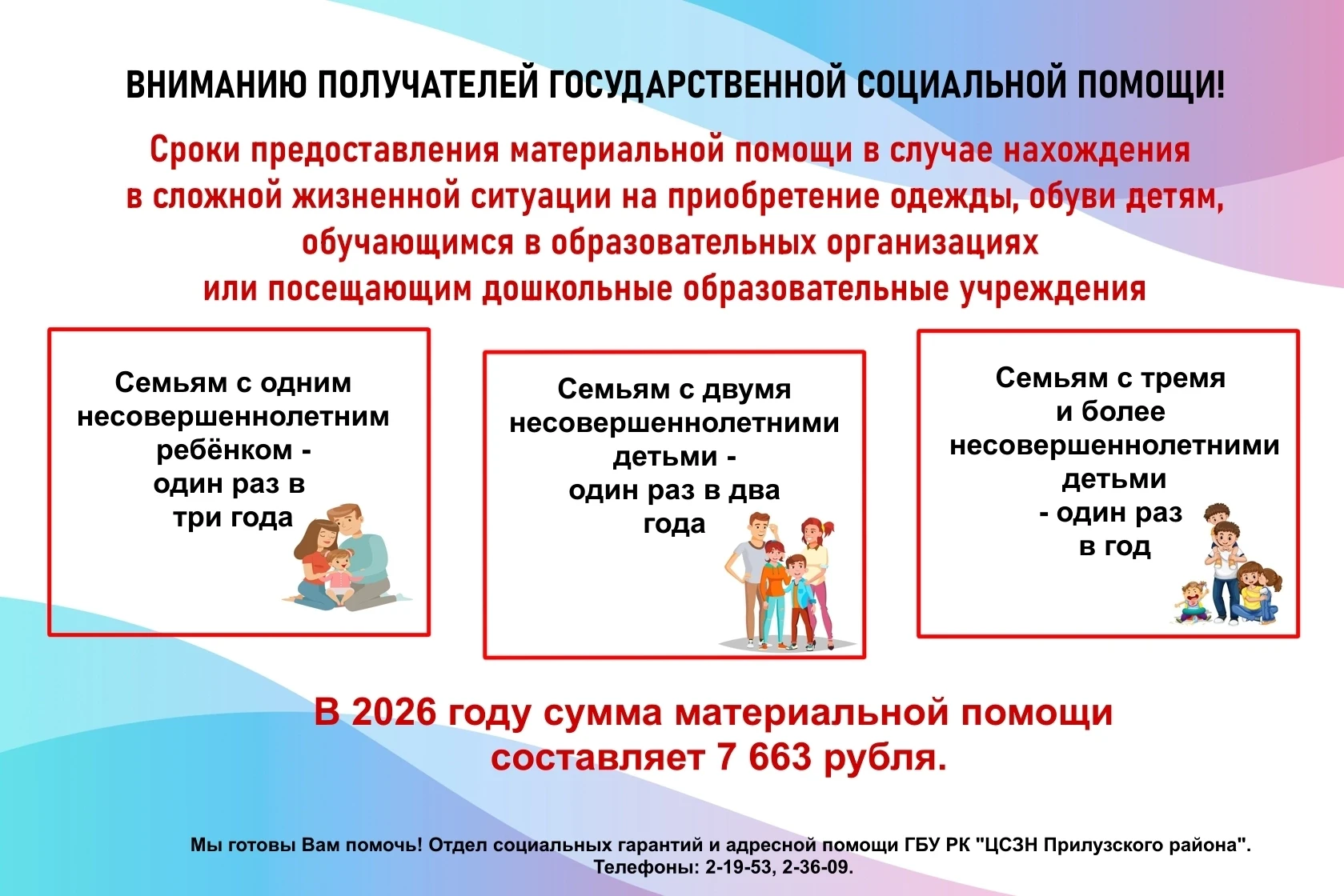 Вниманию получателей государственной социальной помощи!