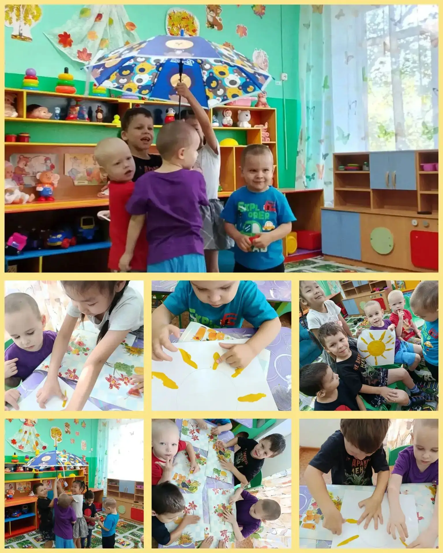 Солнышко светит, а под зонтиком — уютно! ☀️🌂 В группе „Ягодка“ ребята в технике пласти...