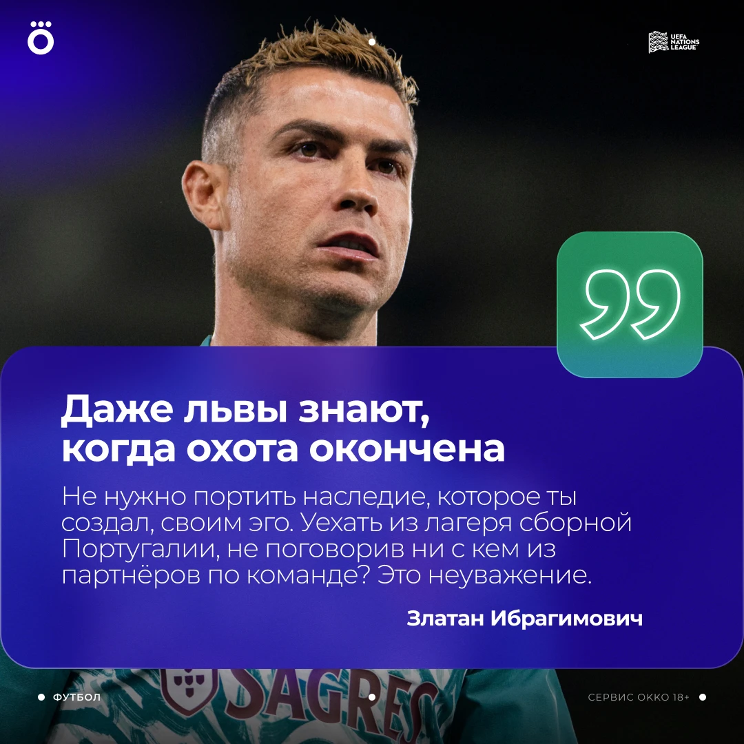 Ибрагимович подлил масла в огонь и раскритиковал Роналду за странный отъезд из сборной 😡